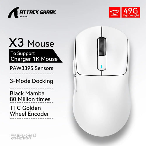 X3 Gaming Mouse Wireless  Red Color 4K Returns,Bluetooth Tri-Mode Connection,Paw3395,Macro Bluetooth Mouse Gaming